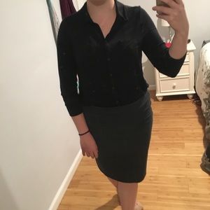 Merona 3/4 length black button up shirt